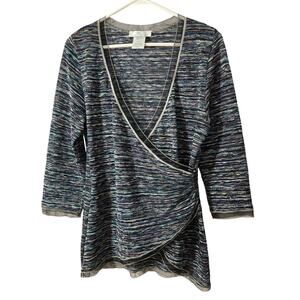NEW Papillon Blanc Size Large Top Wrap Style Blue Multi